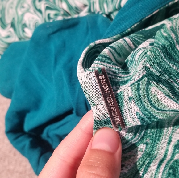 NWOT Gorgeous Michael Kors A-Line Midi Dress - Turquoise Green, Stretchy, M - Picture 5 of 5